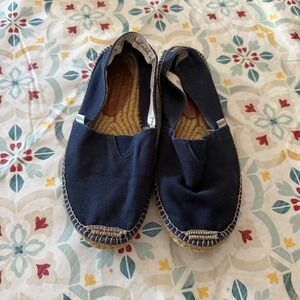 Viscata Navy Blue Canvas Espadrilles Made Spain Slip On Jute Flats Size 39 US 8